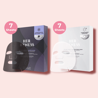 [Anti-Aging Set 2] Instant Renewal Black Mask Box (7 Sheets) + Instant Youth AOX Platinum Mask Box (7 Sheets)